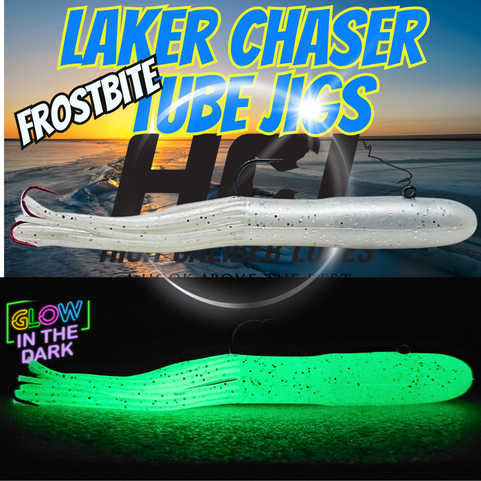 Pearl white sparkle glow tube jig.