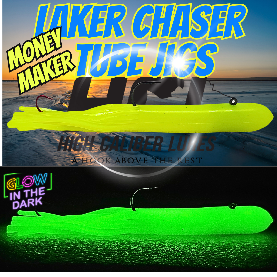 Lake Trout Jigging Tubes Chartreuse. These are the best lake trout tube jigs in Canada. Laker Chaser trout tube jigs are the answer to the question what have the fish been biting. We are dedicated to providing you with fishing gear that elevates your outdoor experience. Our lake trout tubes are so effective & durable that you will keep coming back & asking for more! You will catch more fish on them & they are a tube jig above the rest! GET SOME.