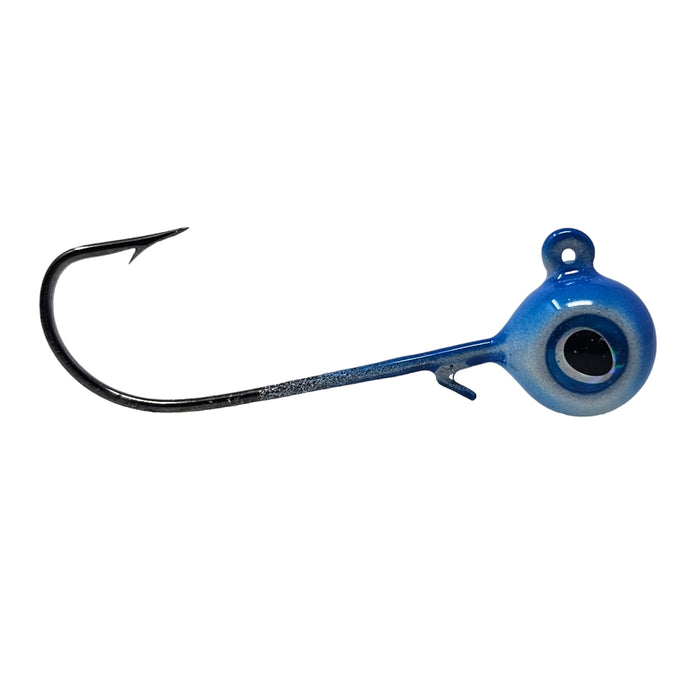 Here it is, the heavy hook long shank jig option you have been looking for! Perfect for targeting big greenbacks and large walleyes everywhere. Pair it with your favorite soft plastic or frozen minnows work great too.
The UV Series is ultra bright and this is a UV blue jig.