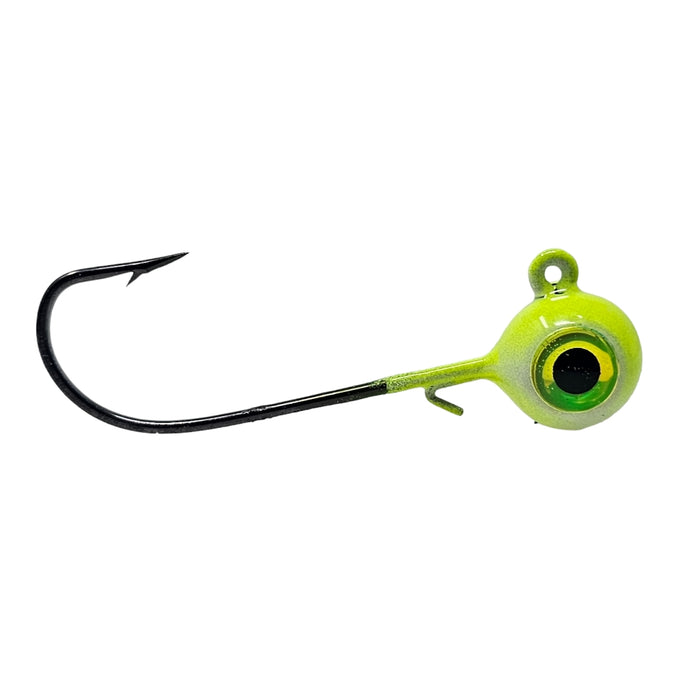 Here it is, the heavy hook long shank jig option you have been looking for! Perfect for targeting big greenbacks and large walleyes everywhere. Pair it with your favorite soft plastic or frozen minnows work great too.
The UV Series is ultra bright and this is a yellow jig.