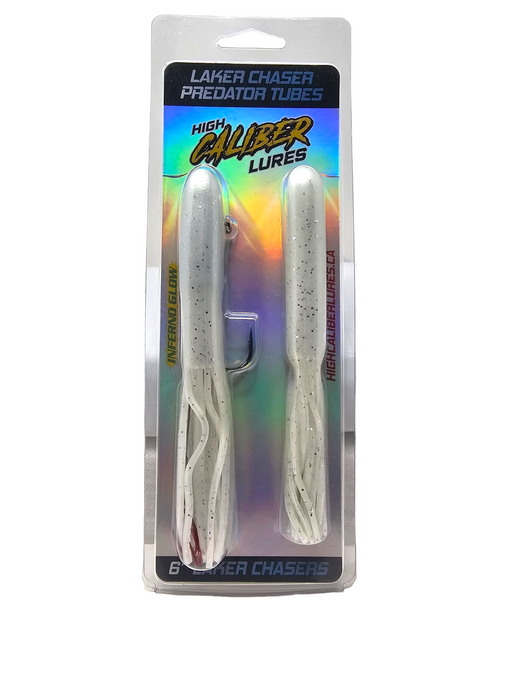 Elevate your lake trout fishing game with High Caliber Lures' premium white Lake Trout Tubes Designed for vertical jigging and targeting trophy lakers, our tackle offers unmatched performance and durability. The powerful design and high-quality materials of our Lake Trout Tubes ensure maximum effectiveness, while our Glow Jigs provide exceptional visibility in low-light conditions. 
Experience the thrill of landing a trophy lake trout with High Caliber Lures. 