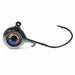 Shadow Shiner Walleye Jig close-up showing razor-sharp Mustad sickle hook and silver baitfish finish