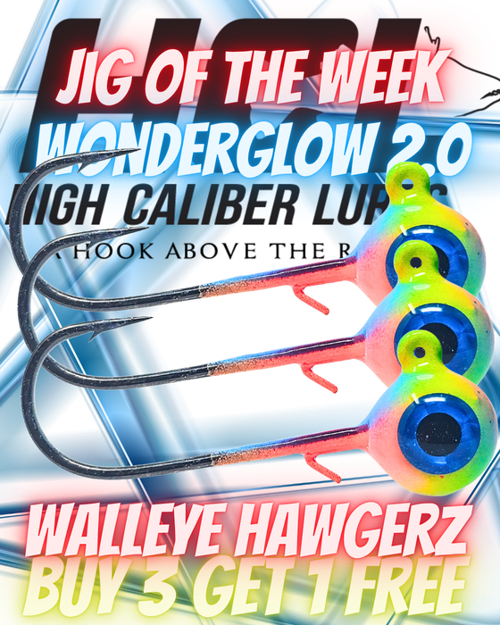 Walleye Hawgerz (Long Shank Jig) - Wonderglow  2.0 - 3 Pack *NEW* 🔥JIG OF THE WEEK - BUY 3PACKS GET 1 FREE🔥
