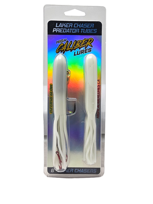 Why are the Laker Chaser Tube jigs a must-have for lake trout fishing? These jigs are expertly designed in wicked fish-catching color patterns to attract lake trout by mimicking what they want and making them irresistible to these elusive giants. Say goodbye to those days of casting and waiting endlessly – the Laker Chaser Tube jigs will honestly have those trout biting in no time.

Lake Trout Fishing, vertical jigging. Trout tube, targeting lakers, lake trout GLOW tube jig, tube jig, lake trout jigging, L