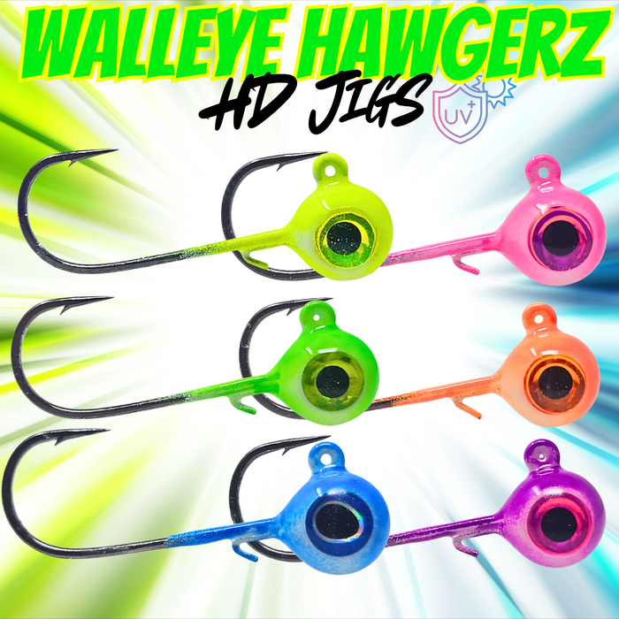 UV Walleye Hawgerz HD Series Glow Jig Sets
