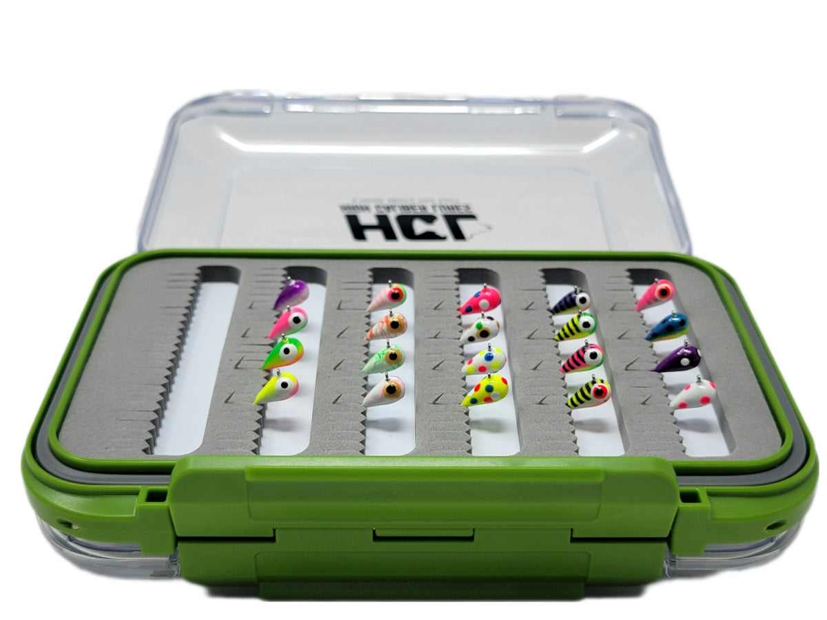 Ice Fishing Jig Case With Compartments - Organize Tungsten Jigs, Gray Plastic